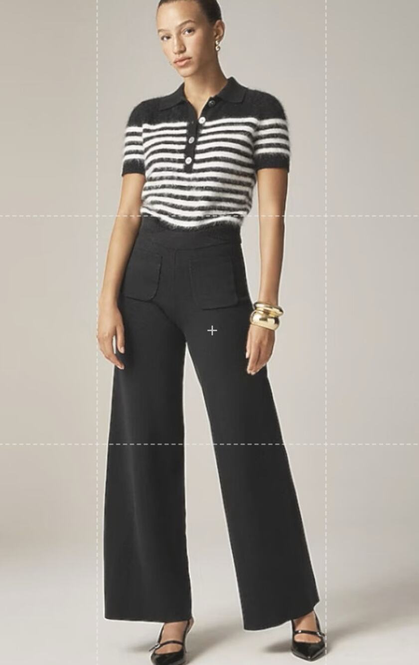 J.Crew Wide-leg Sailor Sweater Pant Womens SZ XXS Black Tencel Silk Blend CH663